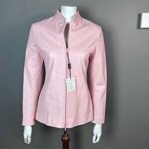 Vera Pelle leather jacket women’s size‎ 4 / 40 / small pink moto NWT pastel ￼